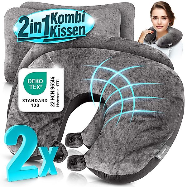 HEIMWERT Reisekissen Nackenkissen 2x, 31x21 cm, günstig online kaufen
