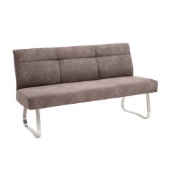 Esszimmersitzbank in Beige Microfaser Bügelgestell aus Edelstahl günstig online kaufen