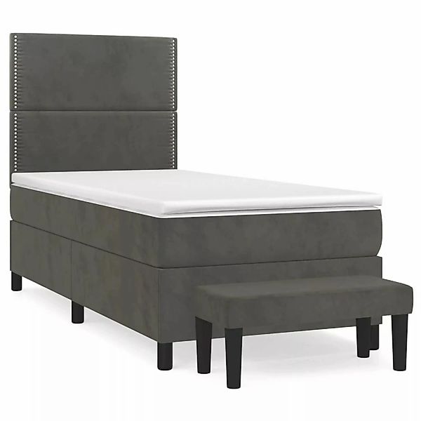 vidaXL Boxspringbett mit Matratze Dunkelgrau 100x200 cm Samt1359513 günstig online kaufen
