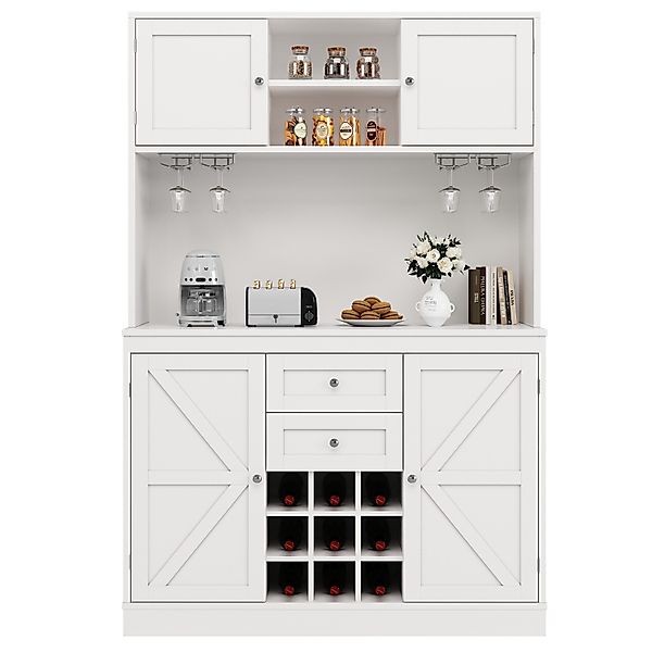 i@home Buffet Küchenschrank,Hochschrank,Küchenbuffet, Weiß/Schwarz (Packung günstig online kaufen
