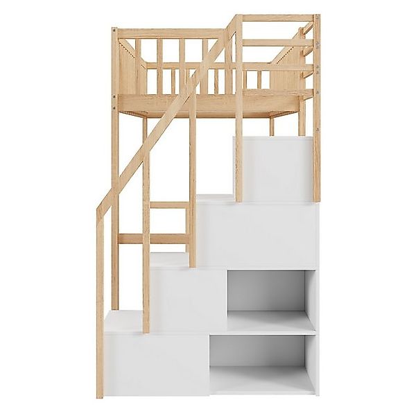 STILVORA Hochbett Kinderbett 90x200 mit Stauraum Jugendbett mit Zäune,Massi günstig online kaufen