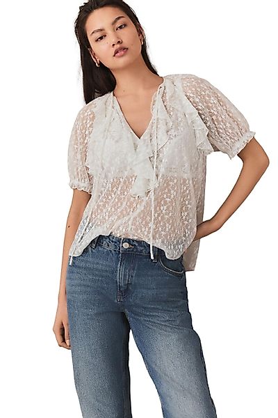 Next Kurzarmbluse Rüschenbluse aus Mesh mit günstig online kaufen