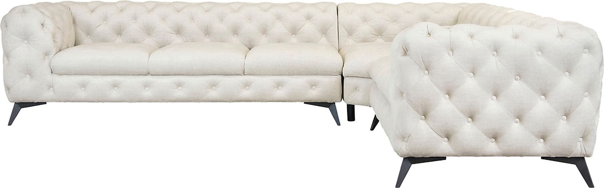 Leonique Chesterfield-Sofa "Ecksofa GLYNIS L-Form mit Wellenunterfederung, günstig online kaufen