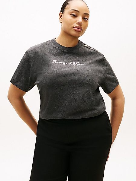 Tommy Hilfiger Curve Kurzarmshirt CRV GOLD BTN SCRIPT MDRN SS TEE in großen günstig online kaufen