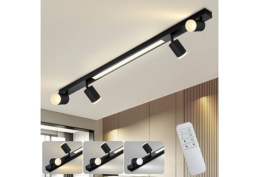 Nettlife LED Deckenleuchte 4 Flammig Dimmbar mit Fernbediennung 38W Schwarz günstig online kaufen