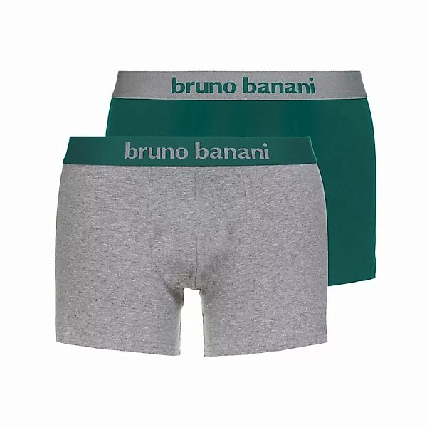 Bruno Banani Herren Boxershorts, 2er Pack - Flowing, Baumwolle Hellgrau/Grü günstig online kaufen