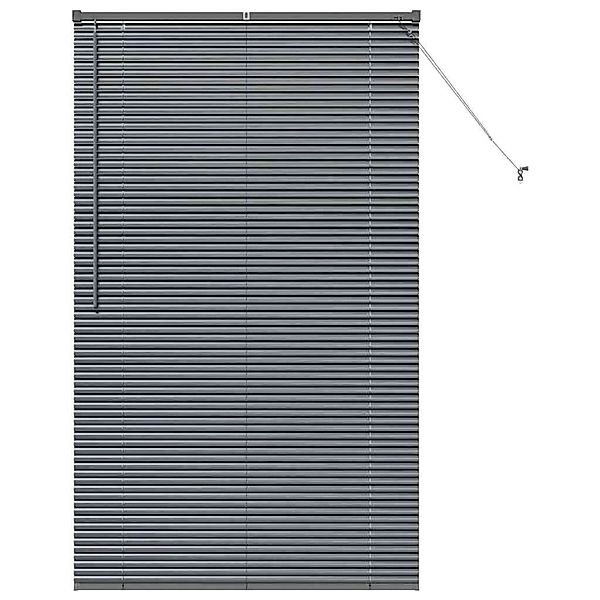 vidaXL Balkenjalousien mit Vorhängen Dunkelgrau 175 x 105 cm Aluminium 4200 günstig online kaufen