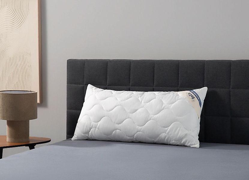 Beco Kunstfaserkopfkissen "Aerelle Blue Eco "GOLD", Kopfkissen-Bezug aus re günstig online kaufen