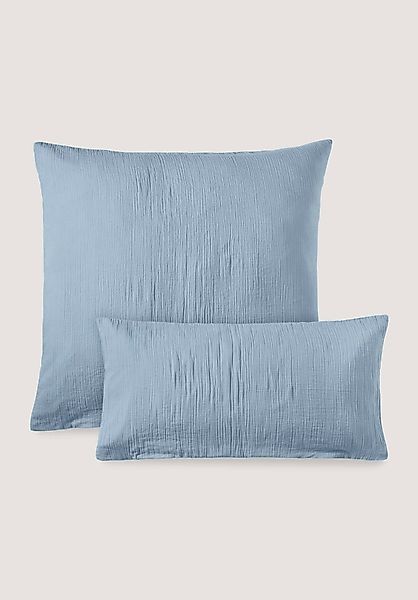 hessnatur Musselin Kissenbezug aus Bio-Baumwolle - blau - Größe 80x80 cm günstig online kaufen
