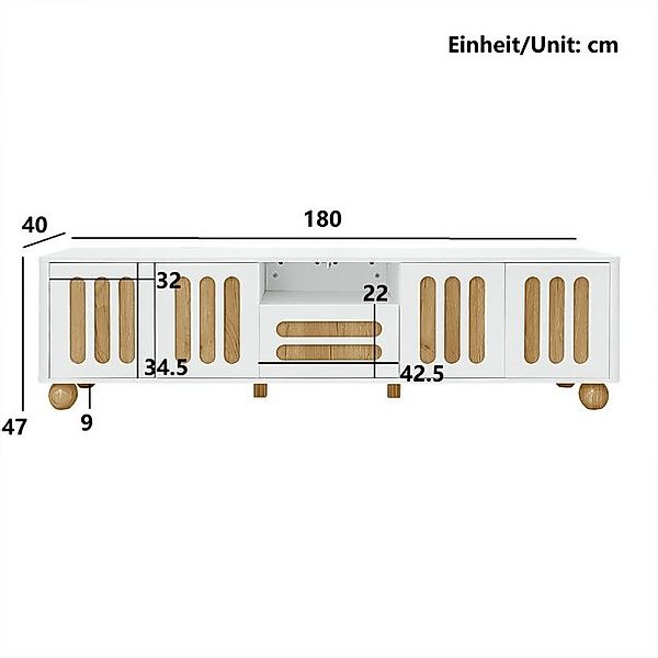 Ulife TV-Schrank Lowboard Fernsehtisch, TV-Board, TV-Ständer, 4 Türen, 1 Sc günstig online kaufen