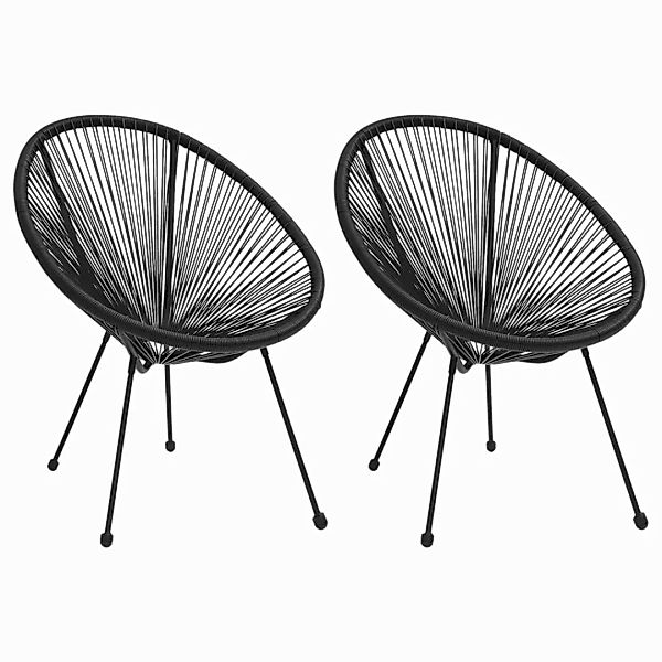 Moon-gartenstühle 2 Stk. Rattan Schwarz günstig online kaufen