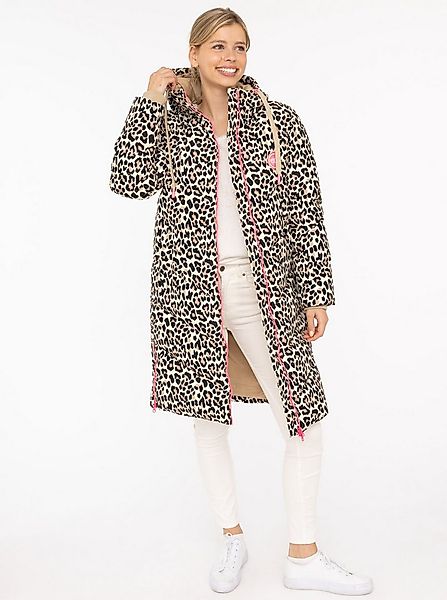 Zwillingsherz Steppmantel "Allover Leo" mit pinken Zippern, Kapuze und Tasc günstig online kaufen