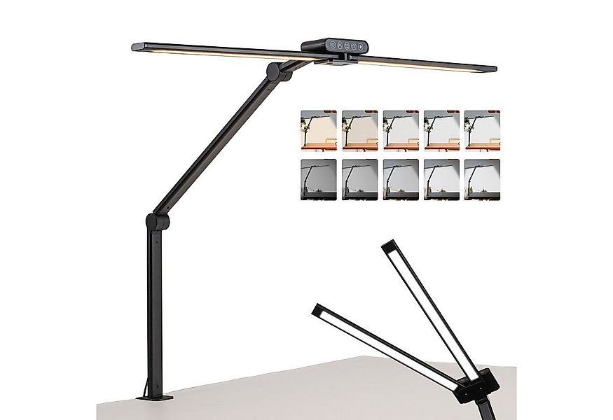 LMaxhome Schreibtischlampe 24W LED Dimmbar Doppelkopf klemmbar 2000lm Augen günstig online kaufen