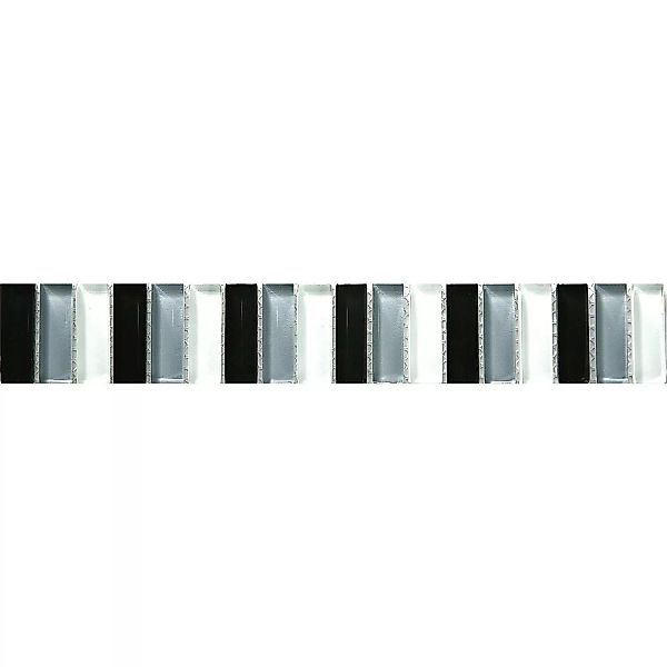 Glasbordüre Schwarz Grau Weiß 5 cm x 30,6 cm günstig online kaufen