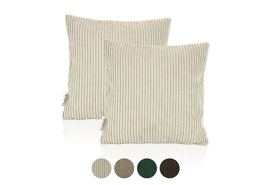 Lycce Dekokissen Kissenbezug 2er Set CORD Stoff (40 x 40 cm) mit Reißversch günstig online kaufen