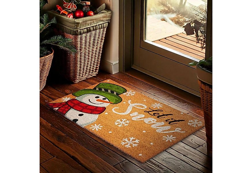 BRUBAKER Fußmatte 45 x 75 cm - Let It Snow - Schneemann - Schmutzfangmatte, günstig online kaufen