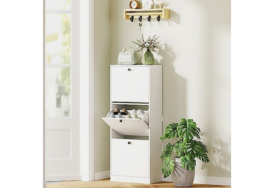 HOMCOM Schuhschrank Schuhregal mit Verstellbar Trennwand, 3 Klappen (Schuhk günstig online kaufen