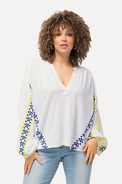 Ulla Popken Satinbluse Bluse Leinenmix Oversized günstig online kaufen