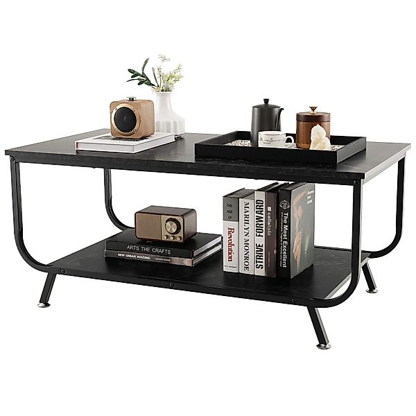 COSTWAY Couchtisch, Marmor, rechteckig, mit Stauraum, günstig online kaufen