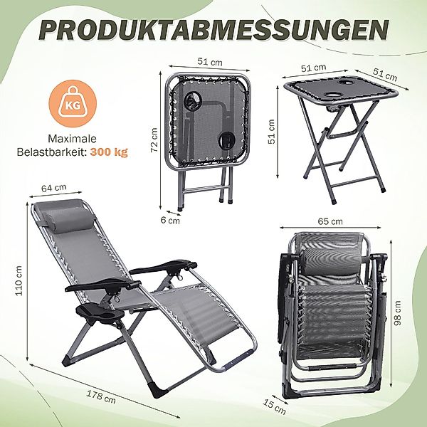 Homewit Gartenliege Klappbare Liegestuhl, mit Getränkehalter günstig online kaufen
