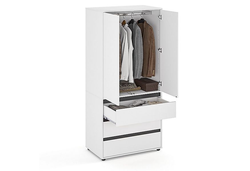 KOMTO Garderobenschrank CUBE 60-90 cm Mit Fächern Schubladen Kleiderschrank günstig online kaufen