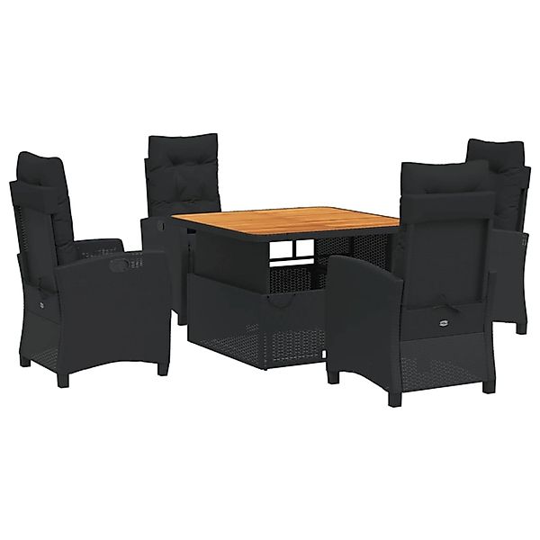 vidaXL 5-Tlg Garten-Essgruppe mit Kissen Schwarz Poly Rattan 3277390 günstig online kaufen