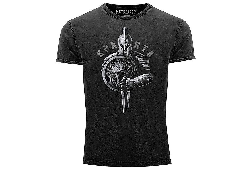 Neverless Print-Shirt Herren Vintage Shirt Aufdruck Sparta Spartaner-helm K günstig online kaufen