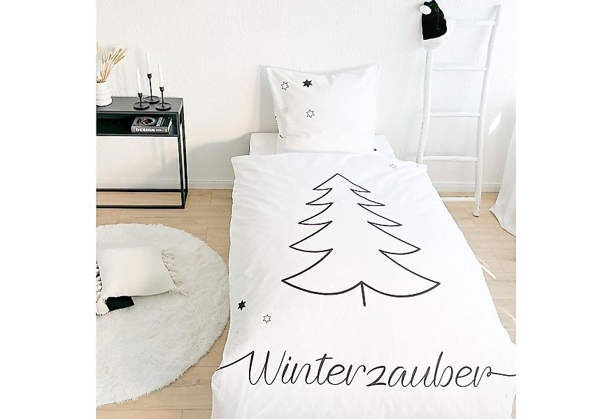 MTOnlinehandel Bettwäsche Weihnachten Winterzauber, Tannenbaum und Sterne, günstig online kaufen