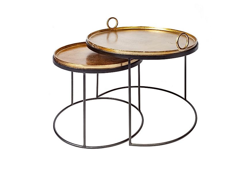 riess-ambiente Couchtisch ELEMENTS Ø65cm gold / schwarz (Set, 2-St), Wohnzi günstig online kaufen