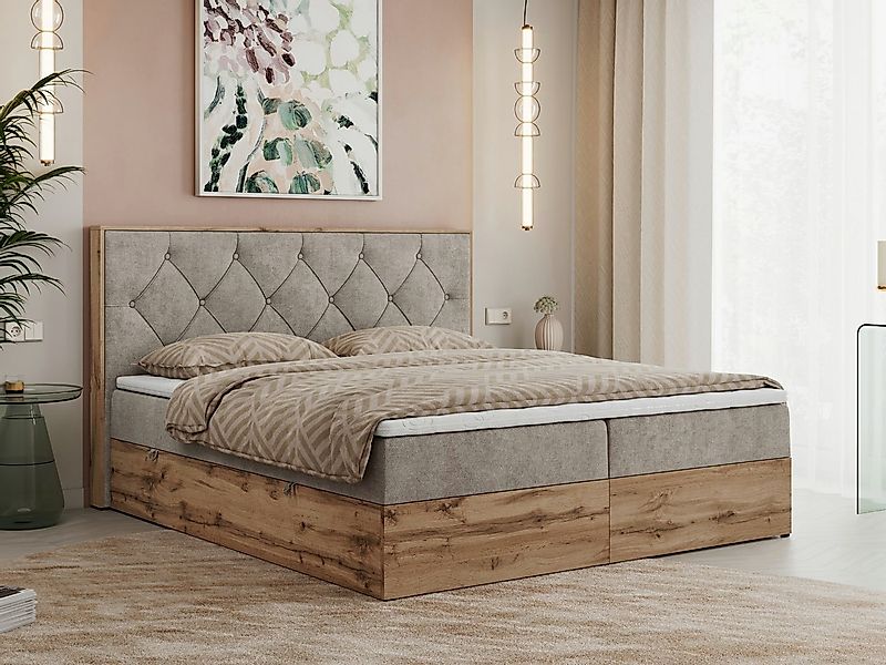 MKS MÖBEL Boxspringbett VENETO (Polsterbett, zwei Bettkästen, Topper T-25, günstig online kaufen