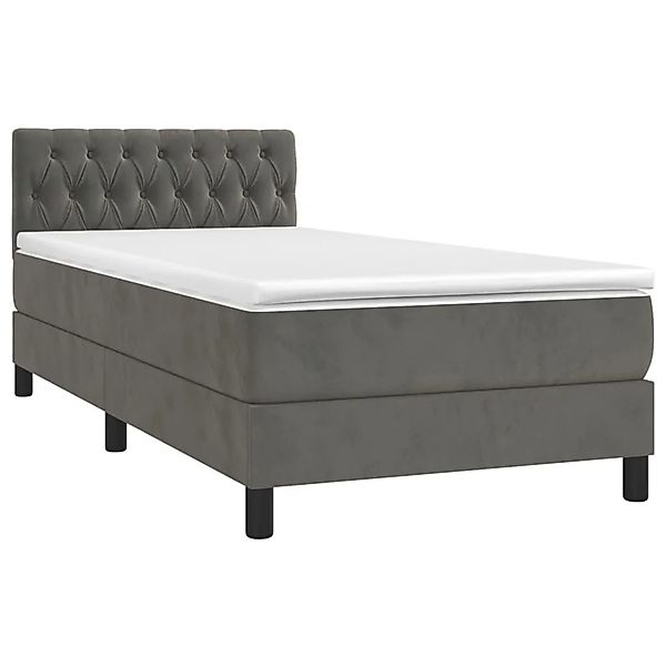 vidaXL Boxspringbett mit Matratze & LED Dunkelgrau 90x200 cm Samt 3134562 günstig online kaufen