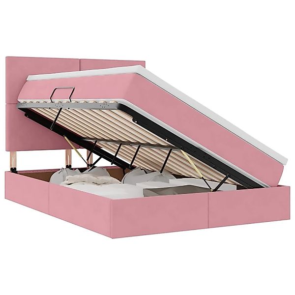 vidaXL Bett mit Stauraum und LED mit Matratze Rosa 140 x 190 cm Samt 337197 günstig online kaufen