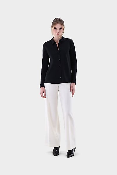 Hemdbluse aus Jersey mit Plisseerücken günstig online kaufen