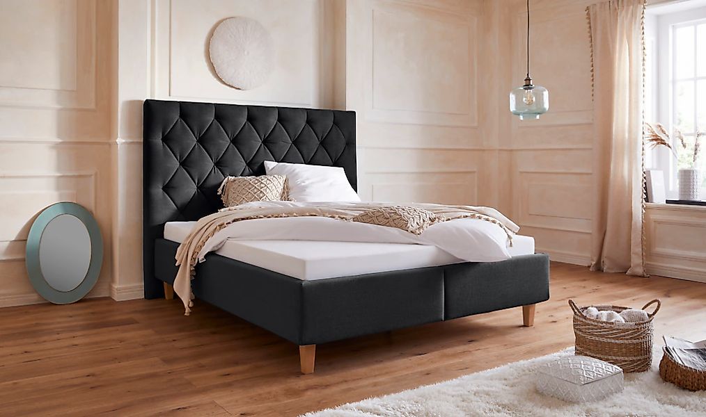 Home affaire Polsterbett "Sunley 140" Kreuzsteppung, Kopfteilhöhe 142 cm, o günstig online kaufen