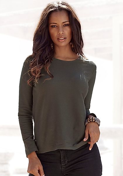 LASCANA Langarmshirt mit Streifenstruktur aus weicher günstig online kaufen