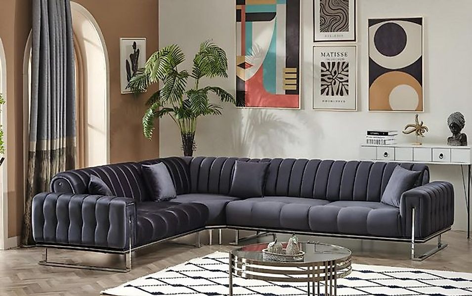 JVmoebel Ecksofa Designer Luxus Ecksofa L Form Textil Wohnzimmer Sofa Polst günstig online kaufen