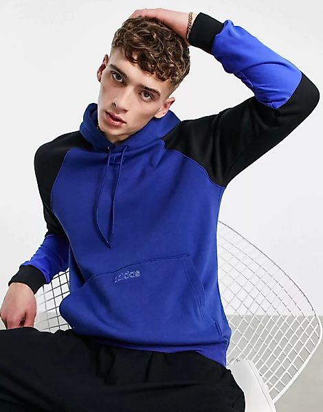 adidas Originals – SPRT – Kapuzenpullover im Farbblockdesign in Blau günstig online kaufen