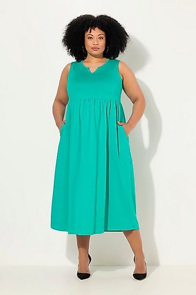 Ulla Popken Maxikleid Jerseykleid A-Linie Tunika-Ausschnitt ärmellos günstig online kaufen