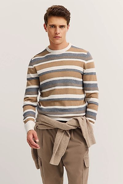 bugatti Rundhalspullover "Regular Fit", gestreift aus Kaschmir-Mix günstig online kaufen
