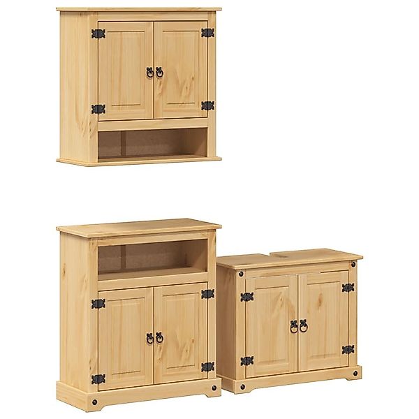 vidaXL Badezimmer-Set 3-tlg. Badmöbel-Set CoronaMassivholz Kiefer, günstig online kaufen