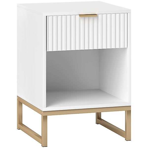 HOMCOM Nachttisch Beistelltisch MDF Metall Weiß 40L x 40B x 57H cm günstig online kaufen