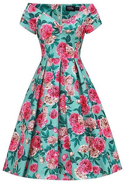 Dolly and Dotty A-Linien-Kleid Lily Mint & Pink Peony Off-Shoulder Vintage günstig online kaufen