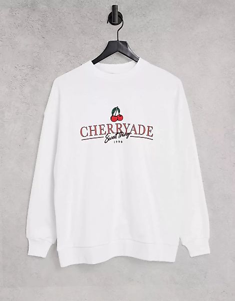 ASOS DESIGN – Sweatshirt in Weiß mit Cherryade-Print günstig online kaufen