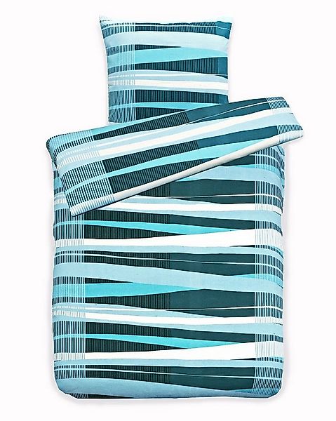 JACK Bettwäsche 135x200cm Streifen Blau Petrol, Biber, 2 teilig, modernes D günstig online kaufen