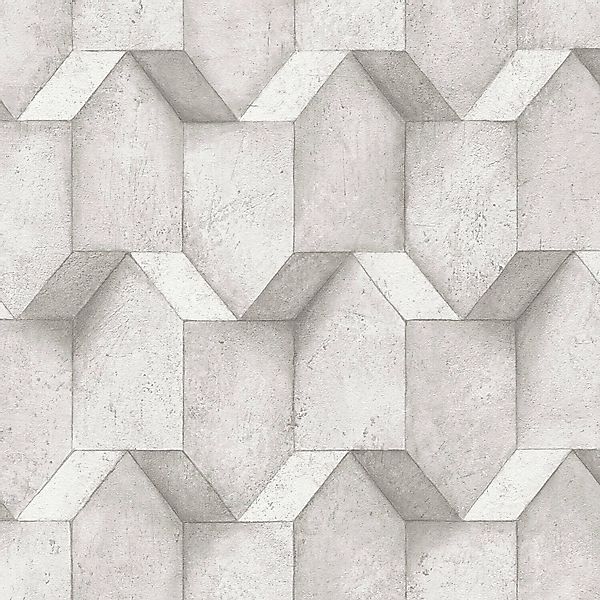 PROFHOME 388274-GU 3D Tapete Geometrisch Matt Weiß Grau 0,53 m x 10,05 m 5, günstig online kaufen