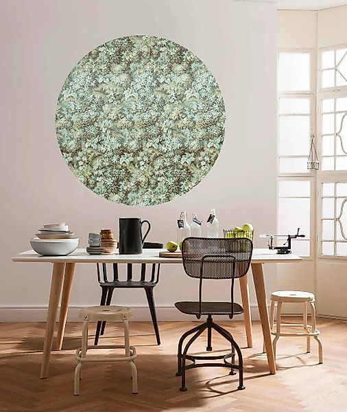 Sanders & Sanders Selbstklebende Runde Tapete Blätter Grün Ø 125 cm 611732 günstig online kaufen