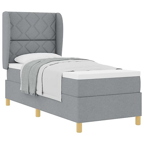 vidaXL Boxspringbett mit Matratze Dunkelgrau 90x190 cm Hellgrau Stoff 33407 günstig online kaufen
