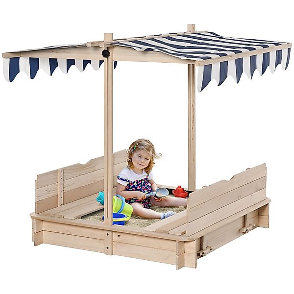 Outsunny Sandkasten aus Holz mit Dach Abnehmbar 106 x 106 x 121 cm günstig online kaufen