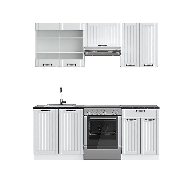 Vicco Küchenzeile Fame-Line, Weiß Landhaus/Weiß, 200 günstig online kaufen