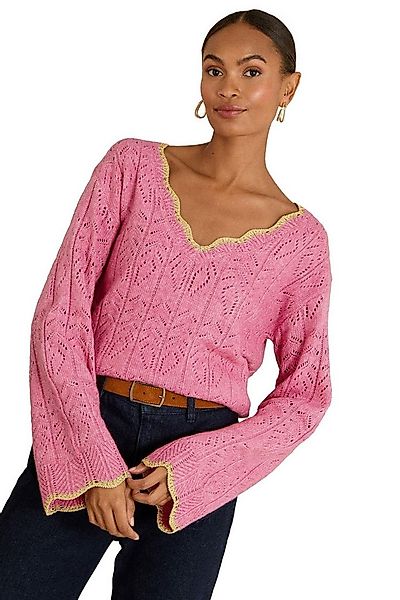 Love & Roses V-Ausschnitt-Pullover Love & Roses Pullover mit Lochstickerei günstig online kaufen